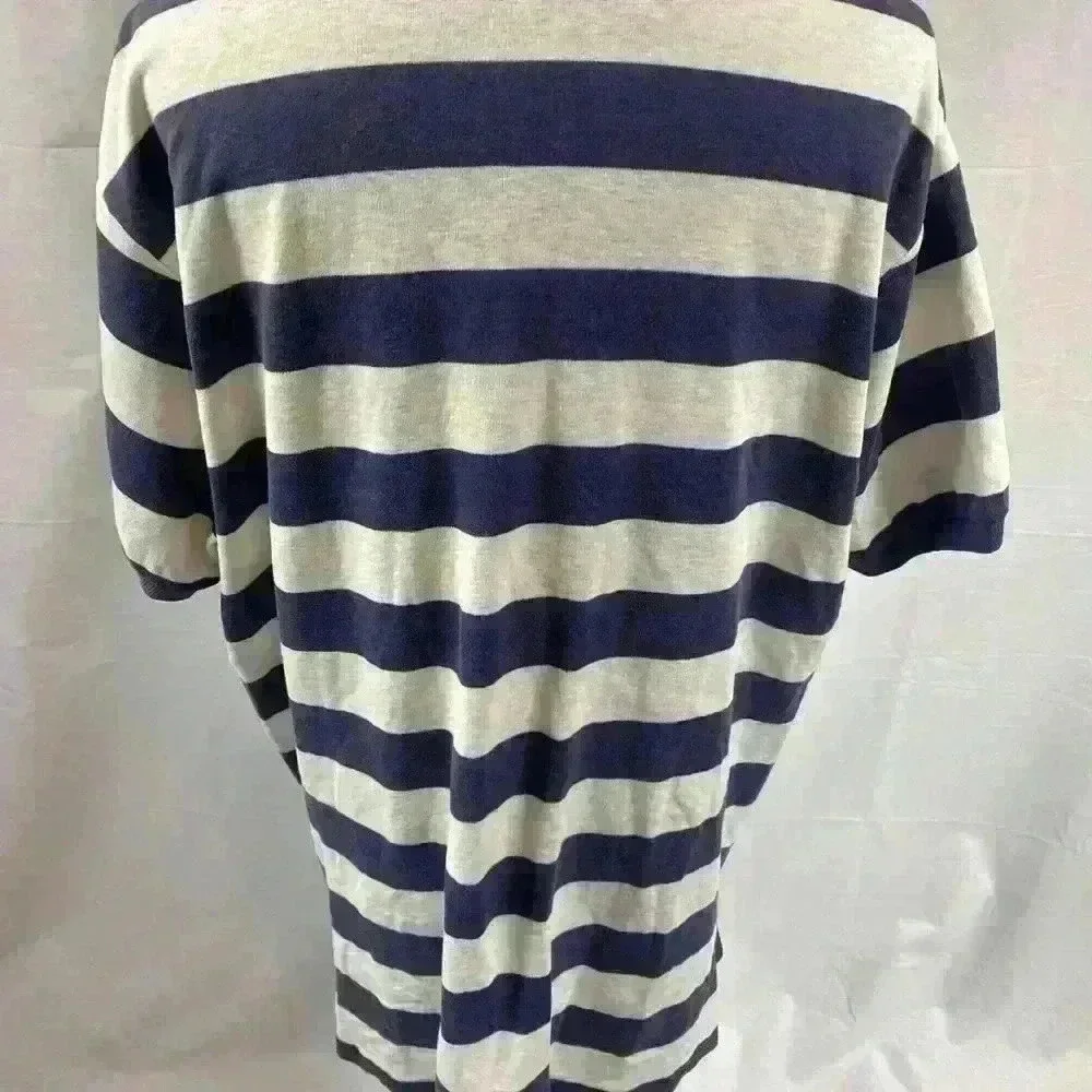 Vintage Polo Ralph Lauren Shirt Men's XL White And Blue Striped Red Pony